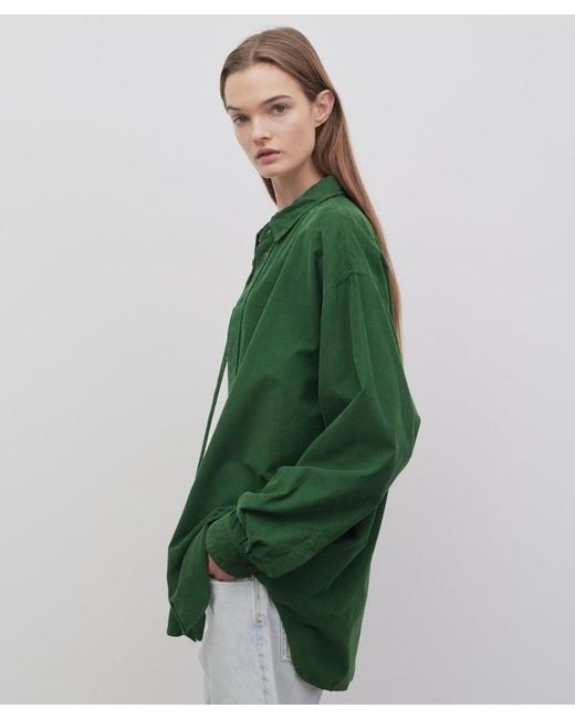The Row Green Penna Shirt In Corduroy