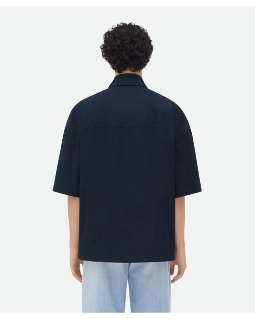 Bottega Veneta Blue Short-sleeve Cotton Shirt for men