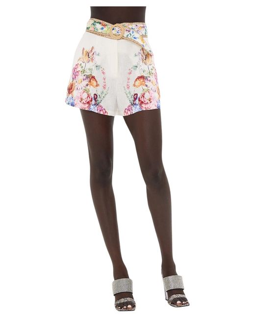 Camilla White Tuck Front Short With Belt