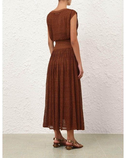 Zimmermann Brown Awaken Metallic Lace Top