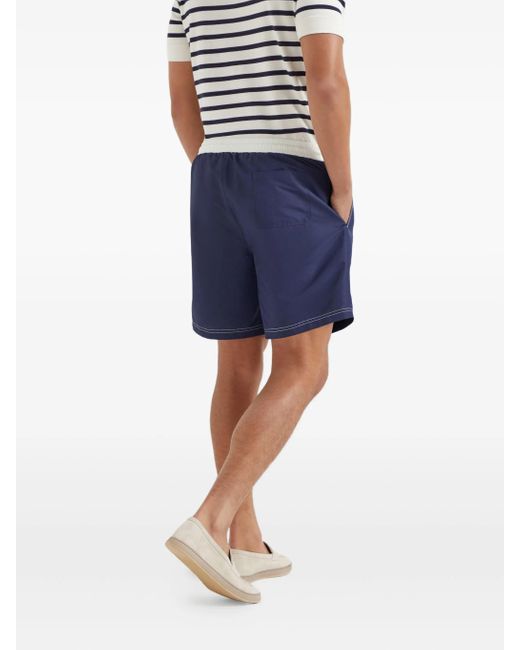 Brunello Cucinelli Blue Logo-print Swim Shorts for men