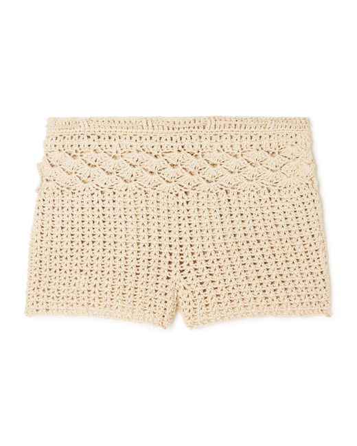 Alanui Natural Conch Shell Woven Cotton Shorts