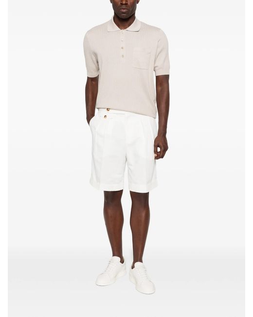 Brunello Cucinelli White Button-fastening Shorts for men