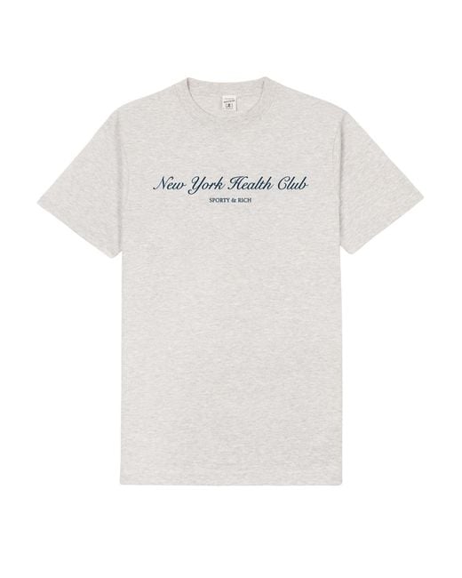 SPORTY&RICH White Ny Health Club T-shirt - Heather Gray/navy