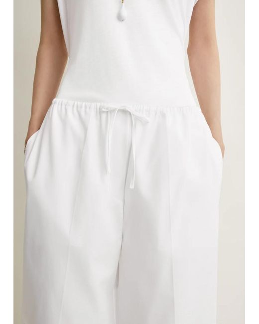 Totême Drawstring Cotton Trousers White