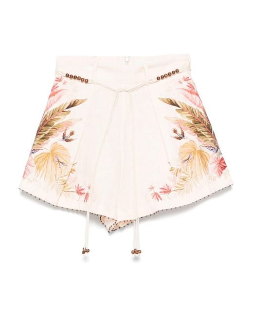 Zimmermann White Ascension Tuck Shorts