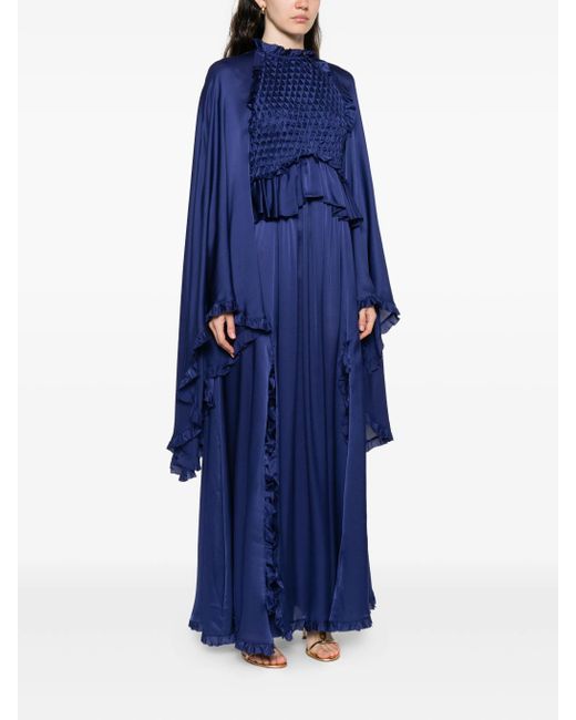 Zimmermann Women's Blue Hypnotic Smocked Flutter Dress - www.disolcolor.com