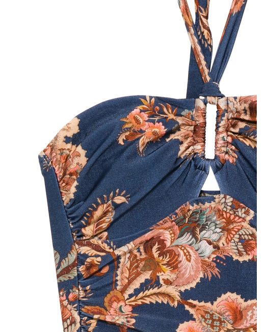 Zimmermann Blue Aster Wide Link One Piece Floral-print Swimsuit