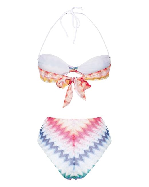 Missoni White Zigzag Bandeau Bikini Set