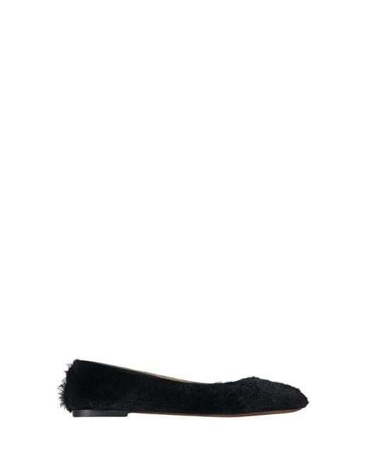 The Row Black Square Ballet Flat In Pony
