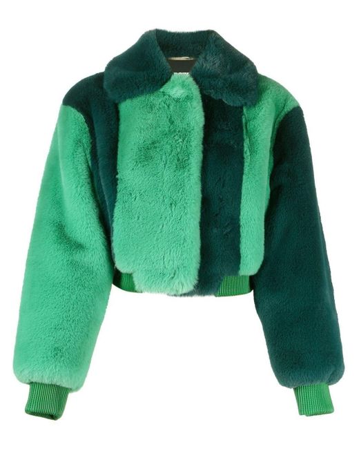 ROTATE BIRGER CHRISTENSEN Green Faux-fur Jacket