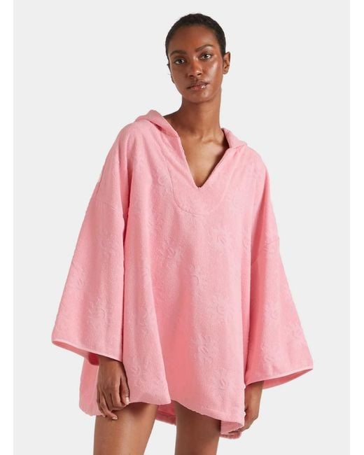 Hunza G Pink Sunny Towelling Hooded Poncho