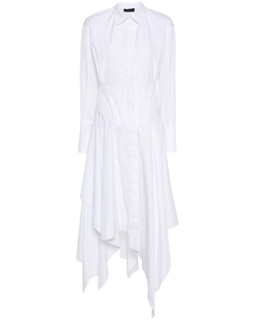 Mugler White Poplin Midi Dress