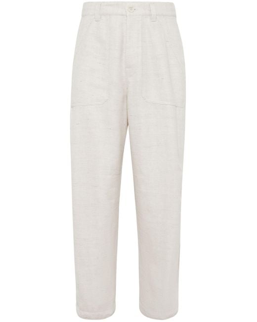 Brunello Cucinelli White Tapered-leg Trousers for men