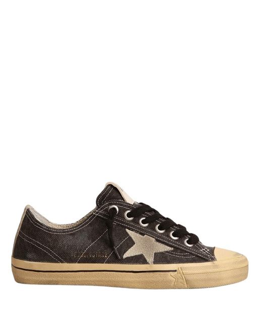 Golden Goose Deluxe Brand Brown V-star Ltd In Black Canvas With Ice-gray Star And Heel for men