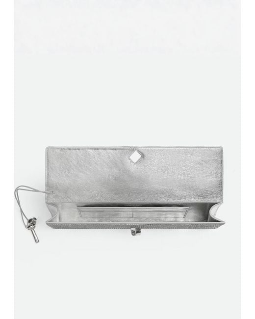 Bottega Veneta Gray Leather Crystal-Embellished Andiamo Clutch Bag