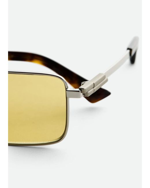 Bottega Veneta Metallic Classic Rectangular Sunglasses