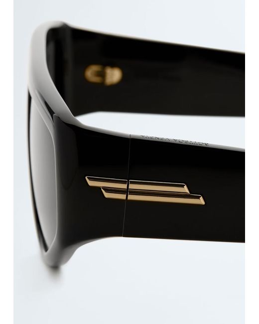 Bottega Veneta Black Classic Shield Sunglasses