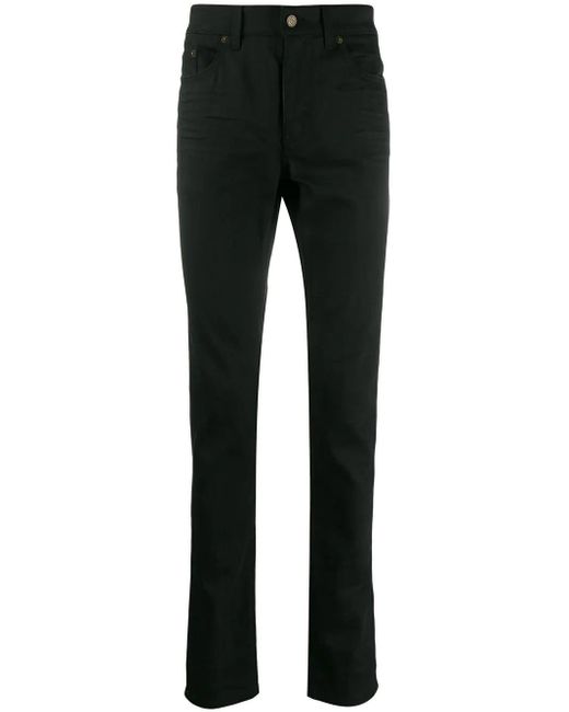 Saint Laurent Denim Creased Skinny Jeans in Black for Men - Lyst