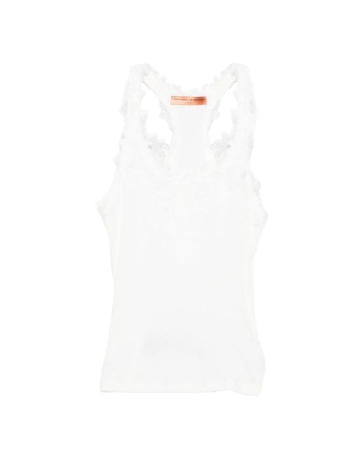 Ermanno Scervino White Lace-detail Top