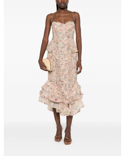 Zimmermann Natural Rebellion Ruffled Midi Dress