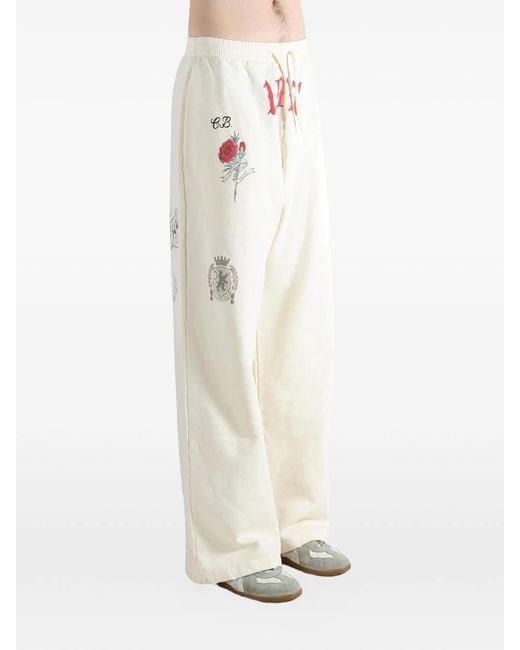 Balenciaga White Graphic-print Track Pants for men