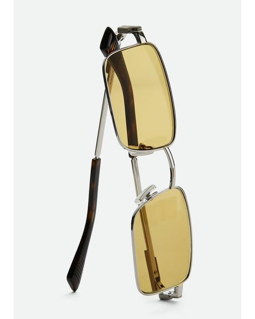 Bottega Veneta Metallic Classic Rectangular Sunglasses