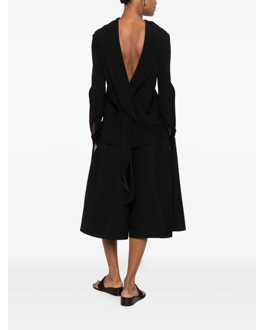 The Row Black Evo Draped-back Top