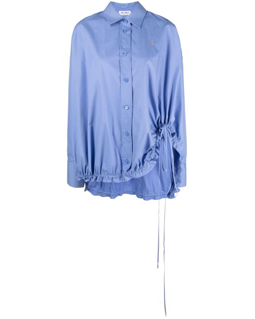 The Attico Blue Drawstring-hem Cotton Shirt