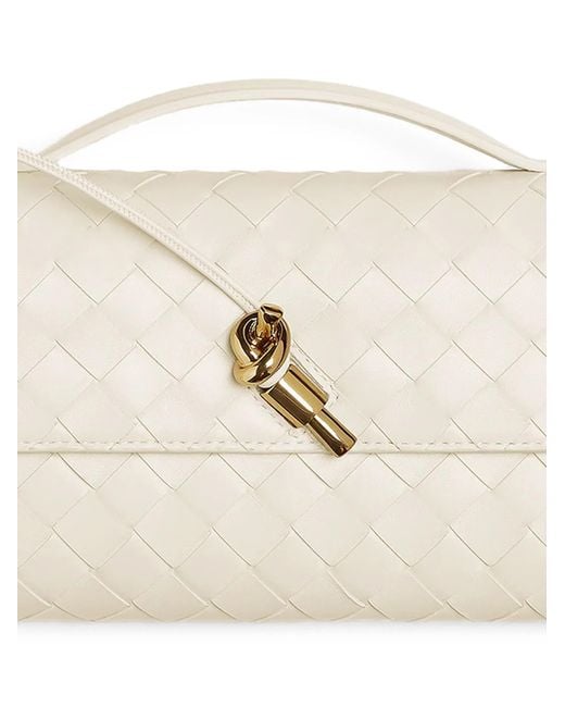 Bottega Veneta Natural Andiamo Leather Clutch Bag