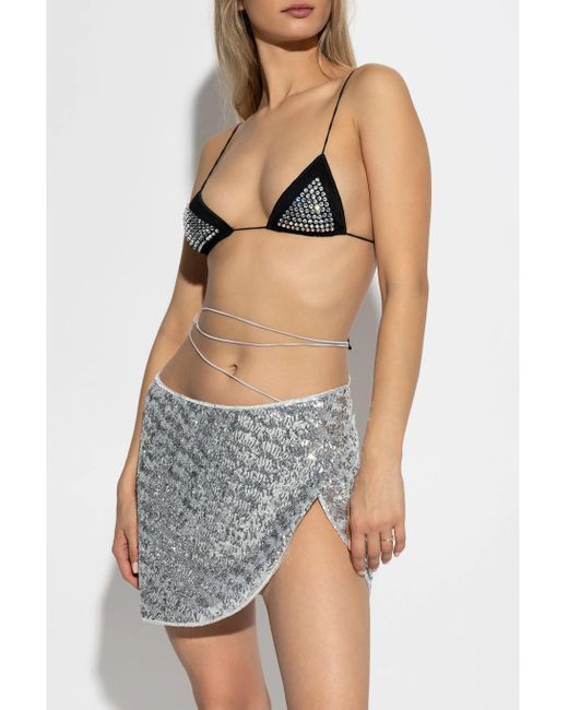 Oseree Gray Paillettes Skirt