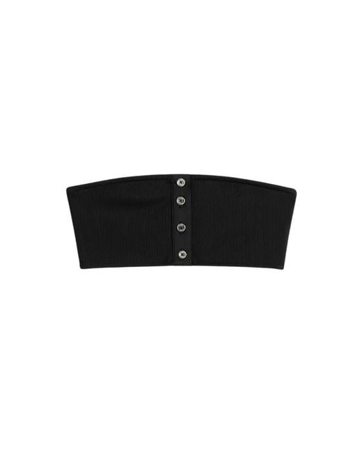 Totême Black Ribbed Strapless Bikini Top