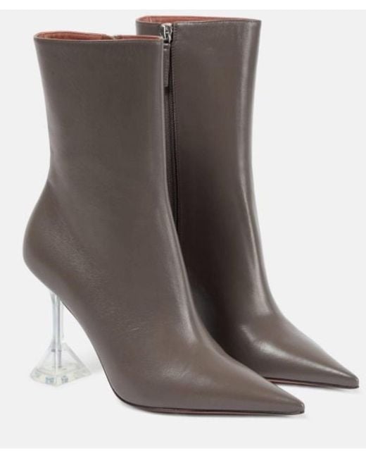 AMINA MUADDI Gray Giorgia 95mm Leather Boots
