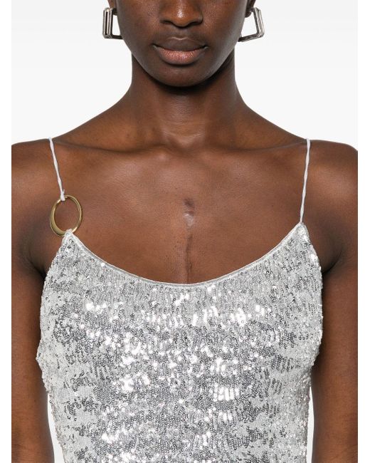 Oseree White Sparkling Sequin Long Dress For
