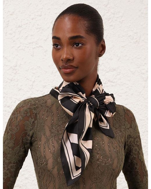 Zimmermann Black Printed Silk Square 90