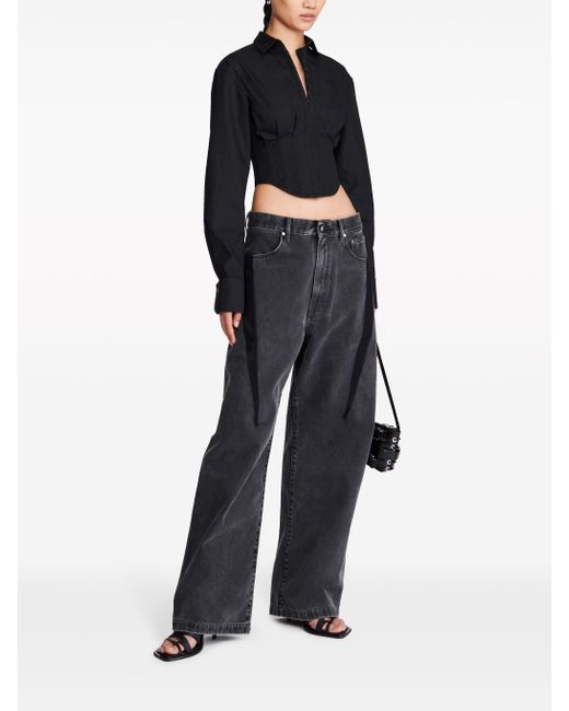 Dion Lee Black Cropped Corset-style Shirt