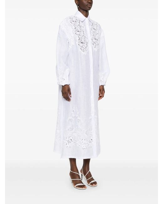 Ermanno Scervino White Lace-detail Shirt Dress