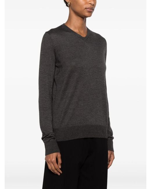 The Row Gray Ondre V-neck Long-sleeve Sweater