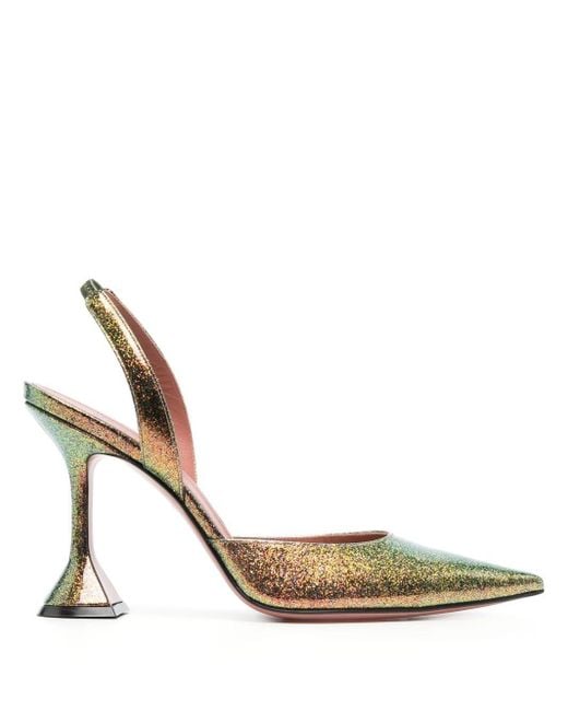 Amina muaddi holli sales metallic slingback pumps