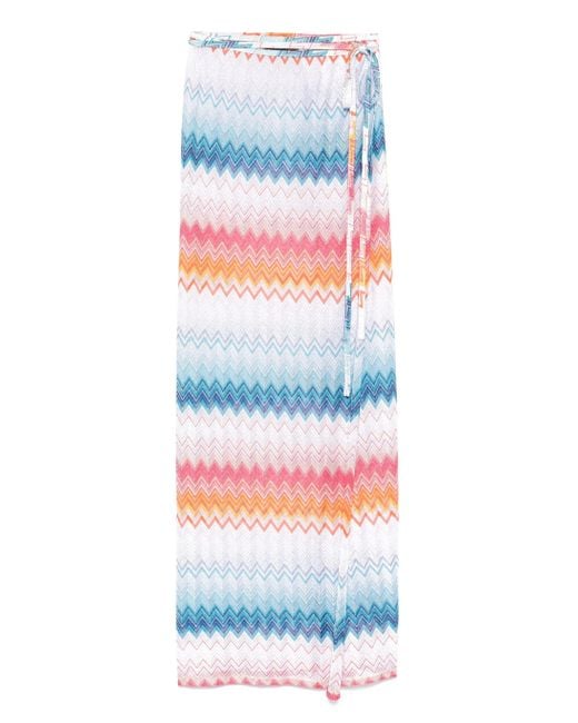 Missoni White Zigzag-woven Wrap Maxi Skirt