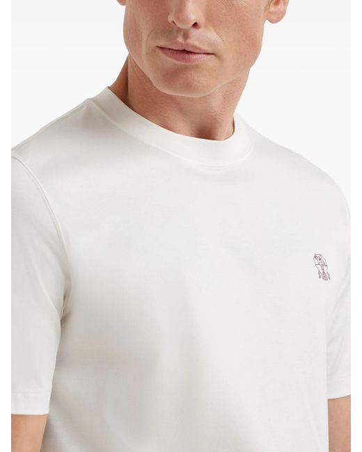 Brunello Cucinelli White Logo-printed T-shirt for men