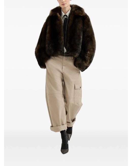 Brunello Cucinelli Natural Monili Barrel-leg Cargo Pants