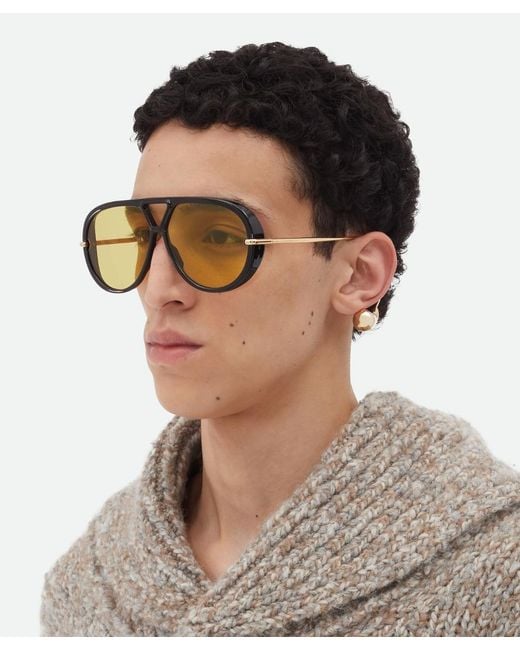 Bottega Veneta Brown Drop Aviator Sunglasses