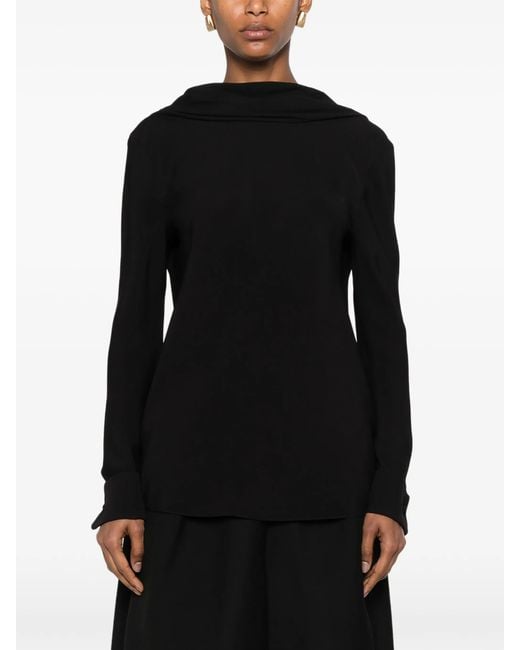 The Row Black Evo Draped-back Top