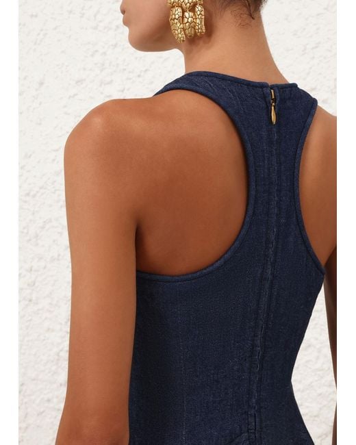 Zimmermann Blue Denim Scoop Neck Midi Dress