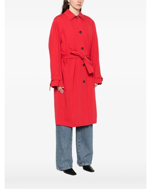 Totême  Red Belted Button-fastening Coat