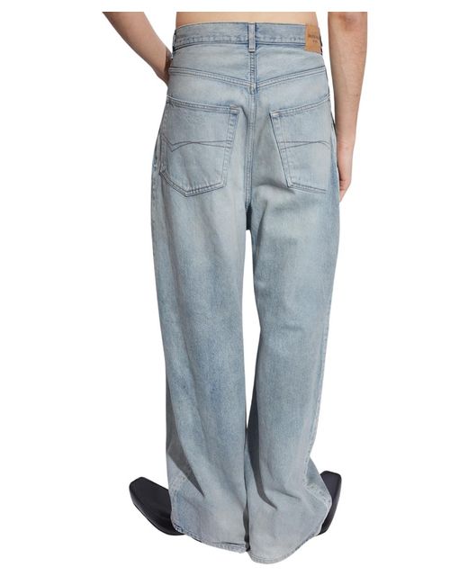 Balenciaga Blue Denim Size Sticker Mid-rise Wide-leg Jeans for men