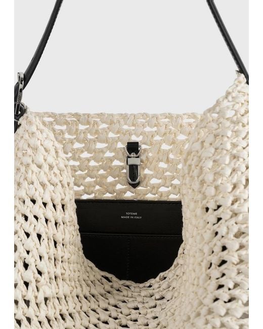 Totême White Belted Paper Raffia Tote