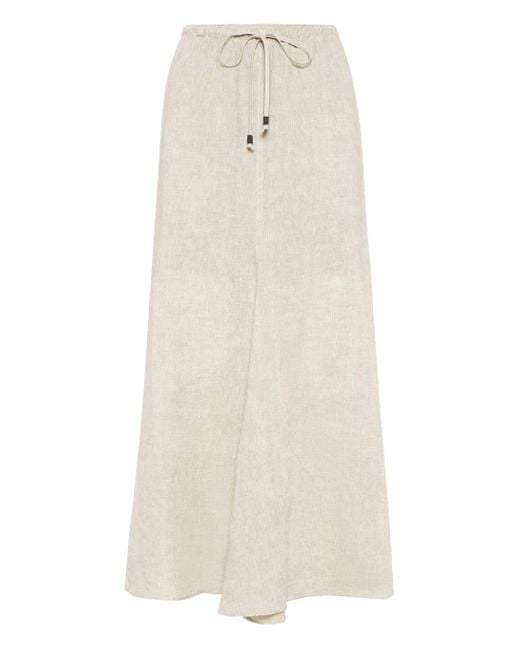 Brunello Cucinelli White Linen Maxi Skirt