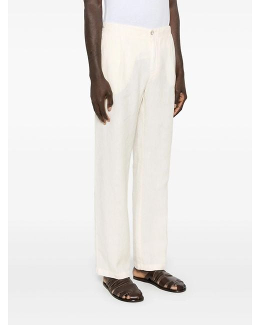 120% Lino White Linen Trousers for men